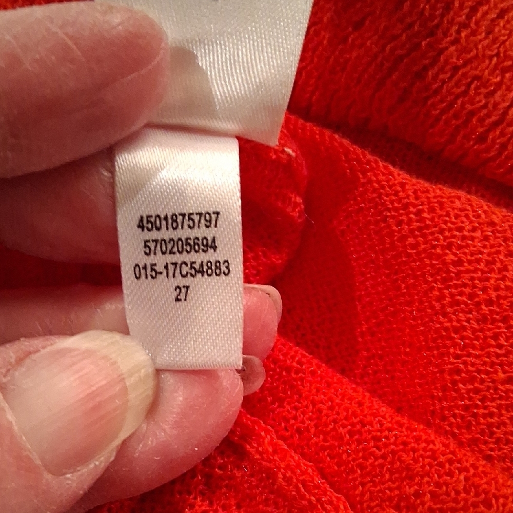 Chico's Bold Red Ruffled Cardigan - Picture 4 of 6